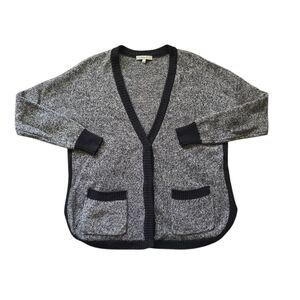 Madewell 100% Merino Wool Gray Heathered Black Button Down Front Pocket Cardigan
